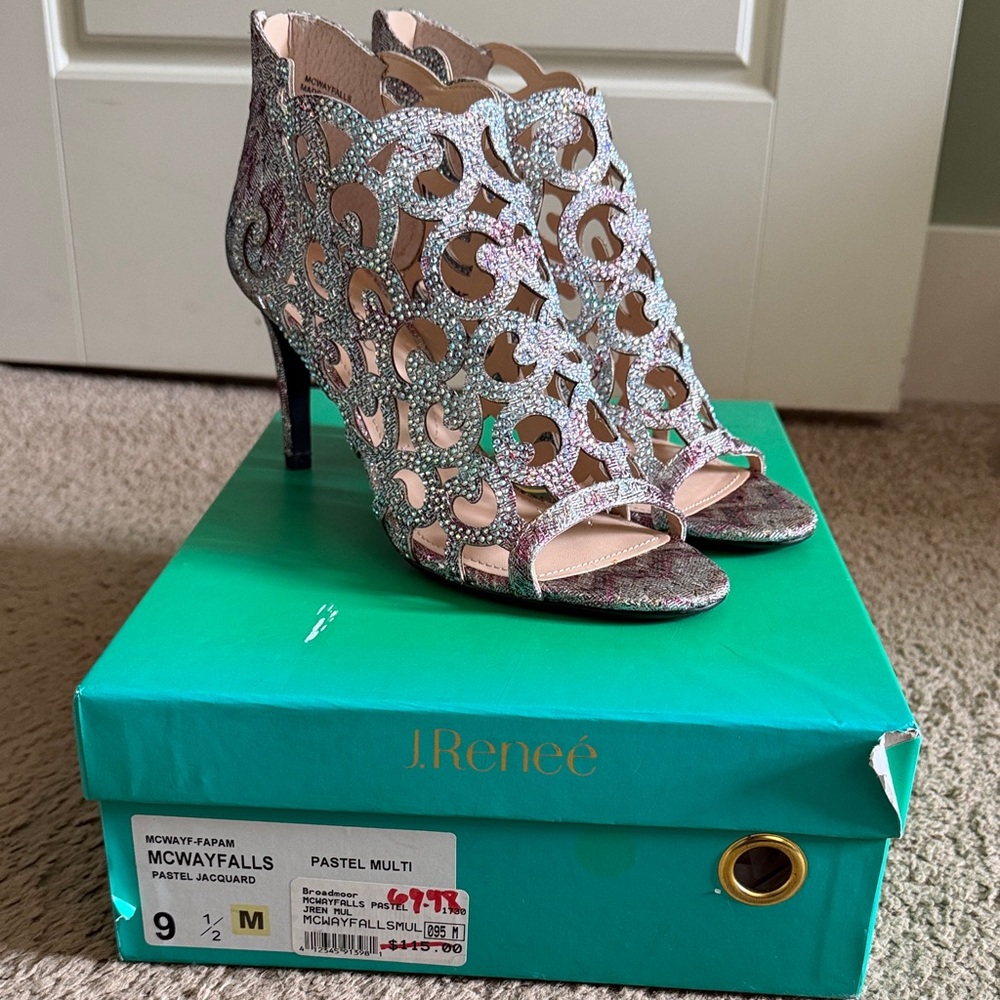 J.Renee Pastel Multi Laser-Cut Peep-Toe Heels